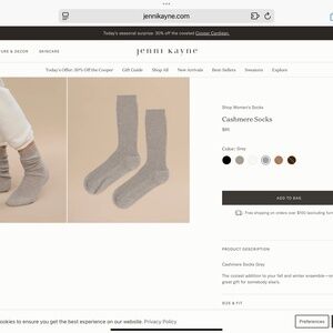 JENNI KAYNE CASHMERE SOCKS GRAY